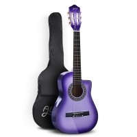 Alpha 34 Inch Classical Guitar, Laminated Linden, Purple, Beginner Kids Gift, Nylon String, with Carry Bag and Picks