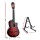 Alpha 34 Inch Classical Guitar, Laminated Linden Body, Red, Beginner Set with Stand, Bag, Picks, Strings & Capo