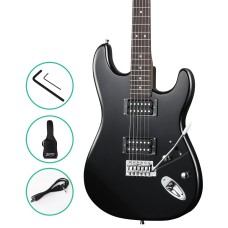 Alpha Electric Guitar, Poplar Body, 41 Inch, Black, Skull Pattern, Humbucker Pickups, Strat-Style, Beginner Friendly Alpha Electric Guitar, Poplar Body, 41 Inch, Black, Skull Pattern, Humbucker Pickups, Strat-Style, Beginner Friendly