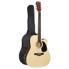Alpha Acoustic Electric Guitar, Laminated Linden, 41 Inch, Natural Wood, Professional 5-Band EQ, Cutaway Design Alpha Acoustic Electric Guitar, Laminated Linden, 41 Inch, Natural Wood, Professional 5-Band EQ, Cutaway Design