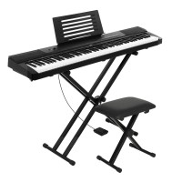 Alpha 88-Key Electronic Piano Keyboard with Stand, Stool & Pedal, Touch-Sensitive, MIDI-USB, 16 Demo Songs, Black
