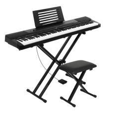 Alpha 88-Key Electronic Piano Keyboard with Stand, Stool & Pedal, Touch-Sensitive, MIDI-USB, 16 Demo Songs, Black