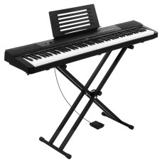 Alpha 88-Key Electronic Piano Keyboard with Stand & Sustain Pedal | Touch-Sensitive, MIDI-USB, Duet Mode