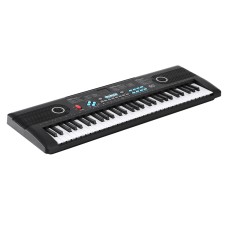 Alpha 61-Key Black Digital Piano Keyboard for Kids with LED Display, 100 Rhythms, 100 Tones, and Microphone Included