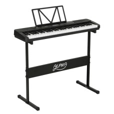 Alpha 61-Key Electronic Piano Keyboard, Touch-Sensitive, Black, with Stand, 300 Rhythms, 430 Timbres, LED Display