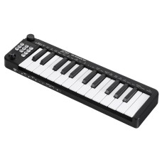 Alpha 25-Key Portable MIDI Keyboard Controller, USB, Black, Velocity-Sensitive, Joystick, 360x105x35mm, 1-Year Warranty