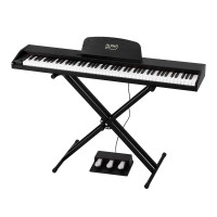 Alpha 88 Keys Digital Piano Keyboard, Semi-Weighted, 800 Timbres, 600 Rhythms, Stand, MIDI, Bluetooth, Black
