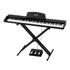 Alpha 88 Keys Digital Piano Keyboard, Semi-Weighted, 800 Timbres, 600 Rhythms, Stand, MIDI, Bluetooth, Black