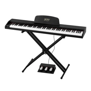 Alpha 88 Keys Digital Piano Keyboard, Semi-Weighted, 800 Timbres, 600 Rhythms, Stand, MIDI, Bluetooth, Black