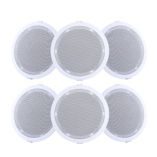 Giantz 6 Inch Ceiling Speakers 6 Pack, 80W In-Wall Home Audio, ABS Enclosure, Easy Install, Space-Saving Design