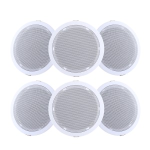 Giantz 6 Inch Ceiling Speakers 6 Pack, 80W In-Wall Home Audio, ABS Enclosure, Easy Install, Space-Saving Design