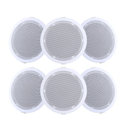 Giantz 6 Inch Ceiling Speakers 6 Pack, 80W In-Wall Home Audio, ABS Enclosure, Easy Install, Space-Saving Design