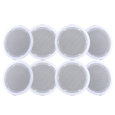 Giantz 6 Inch In Ceiling Speakers 8 Pack, 80W Home Audio Stereo, ABS Enclosure, Easy Install, White, Surround Sound