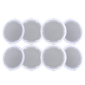 Giantz 6 Inch In Ceiling Speakers 8 Pack, 80W Home Audio Stereo, ABS Enclosure, Easy Install, White, Surround Sound