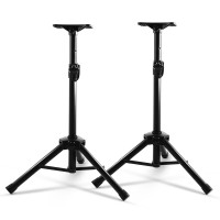 Alpha Speaker Stand, Iron, Adjustable Height 65-120cm, Black, Universal 35mm, Foldable, Studio & Home Use, 2pcs