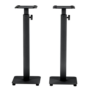 Alpha Speaker Stand Set, Steel, Adjustable 70-117cm, Black, 2pcs, Cable Management, Easy Assembly, 40kg Capacity