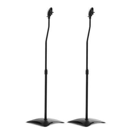 Alpha Speaker Stand Set, Steel, Adjustable 75-112cm, Black, Surround Sound, Studio & Home, Concealed Cable Management