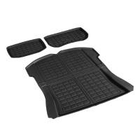 Weisshorn 3PCS Rubber Cargo Mats for Tesla Model 3 (2021-2024) - Durable, Non-Slip, High-Edge, Odourless, Re