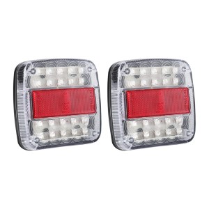 Giantz Pair 26 LED Tail Lights 12V 10x10cm IP68 Waterproof Stop Reverse Indicator for Ute Trailer Truck