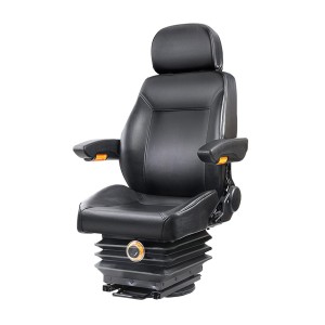 Giantz Universal Tractor Seat Black PU Leather, Adjustable Suspension, Headrest, Armrests for Forklift/Excavator