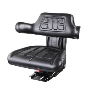 Giantz Universal Tractor Seat for Forklift Excavator Truck - Adjustable, PU Leather, 50-130kg Weight Suspension, Black