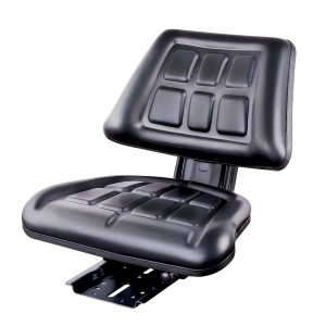Giantz Universal Tractor Seat - PU Leather, Adjustable 150mm, Steel Frame, High-Density Foam for Forklift & Excavator