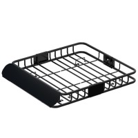 Giantz Universal Car Roof Rack Basket - 111cm Black Steel Cargo Carrier with Wind Deflector, 80kg Load Capacity