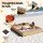 Keezi Wooden Sandpit and Mud Kitchen 2-in-1 Outdoor Play Station Fir Wood Sink Tap Stove Knobs Storage