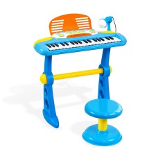 Keezi Kids 37-Key Piano Keyboard Set: Electronic Musical Instrument with Stool, Mic, LED Lights & More for Ages 3+