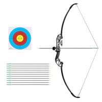 Everfit 55lbs Recurve Takedown Bow Arrow Set for Beginners, 135cm Aluminium Alloy Handle, 12 Fibreglass Arrows, Green