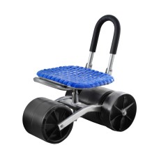 Gardeon Garden Stool Seat Foldable with Wheels, ABS Plastic & Steel, Adjustable Height, Blue, 46-56cm, 130kg Capacity