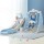 Keezi 3-in-1 Kids Slide Swing Set with Basketball Hoop – 170cm Long Slide, Non-Toxic Material, Easy Assembly, Blue