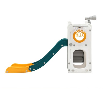 Keezi Kids Outdoor Slide Set: HDPE Climber, 130cm Slide, Basketball Hoop, Telescope & Storage for Ages 3+