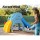 Keezi 5-in-1 Kids Slide Set with Basketball Hoop, Baseball Bat, Rock Climbing & Football Goal, 120cm, Blue/Yellow