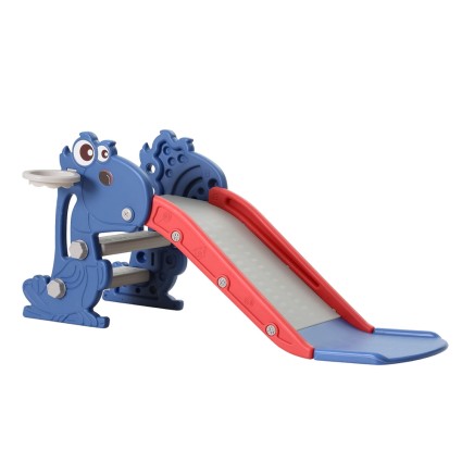 Keezi Kids 3-in-1 Outdoor Playground Toy - 90cm Blue Slide, Basketball Hoop & Dragon Design, Safe HDPE Plastic