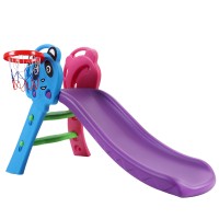 Keezi 100cm Kids Slide Set with Basketball Hoop, Non-Toxic Plastic, Easy Assembly, Indoor/Outdoor Playground Toy