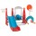 Keezi 6-in-1 Kids Slide Swing Set with Basketball Hoops & Football Goal, Durable HDPE, 140cm, Red & Blue, Outdoor Play