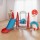 Keezi 6-in-1 Kids Slide Swing Set with Basketball Hoops & Football Goal, Durable HDPE, 140cm, Red & Blue, Outdoor Play