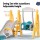 Keezi 3-in-1 Kids Slide Swing Set with Basketball Hoop, Durable Non-Toxic Material, 140cm Adjustable, Green/Yellow
