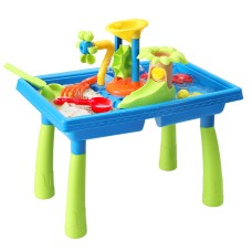 Keezi Kids Sand & Water Table with Windmill & Shovel – Multicolour, 57x39x56cm, Non-Toxic, EN71 Certified, 3+