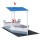 Keezi Kids Sandpit Boat with Canopy—Durable Timber, UV Protection, Adjustable Sand Depth, 210x110x159cm, Ages 3-6