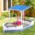 Keezi Kids Sandpit Boat with Canopy—Durable Timber, UV Protection, Adjustable Sand Depth, 210x110x159cm, Ages 3-6