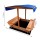 Keezi Kids Wooden Sandpit with Canopy & Foldable Seat, 120cm - Firwood, Safe Rounded Corners, Protective Cover Included