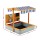 Keezi Kids 110cm Wooden Sandpit with Adjustable Canopy UV Resistant Cover Sand Funnel Sinks EN71 Certified