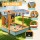 Keezi Kids 110cm Wooden Sandpit with Adjustable Canopy UV Resistant Cover Sand Funnel Sinks EN71 Certified