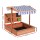Keezi Kids Wooden Sandpit with Adjustable Canopy, UV Resistant, Solid Oak, 110cm, EN71 Certified, Ages 3-6, Outdoor Fun