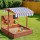 Keezi Kids Wooden Sandpit with Adjustable Canopy, UV Resistant, Solid Oak, 110cm, EN71 Certified, Ages 3-6, Outdoor Fun