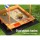 Keezi Kids Wooden Sandpit with UV Canopy, Dual Basins & Storage - 146cm, Treated Timber for Safe Outdoor Fun