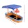 Keezi Kids Wooden Boat Sandpit with Canopy & Bench Seat, Firwood Construction, 150cm, Includes Steering Wheel & Stickers
