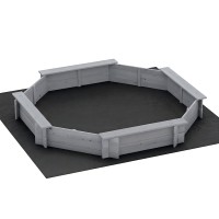 Keezi Kids 182cm Octagon Wooden Sandpit Grey with Built in Seats Cover Ground Sheet AS8124 Certified